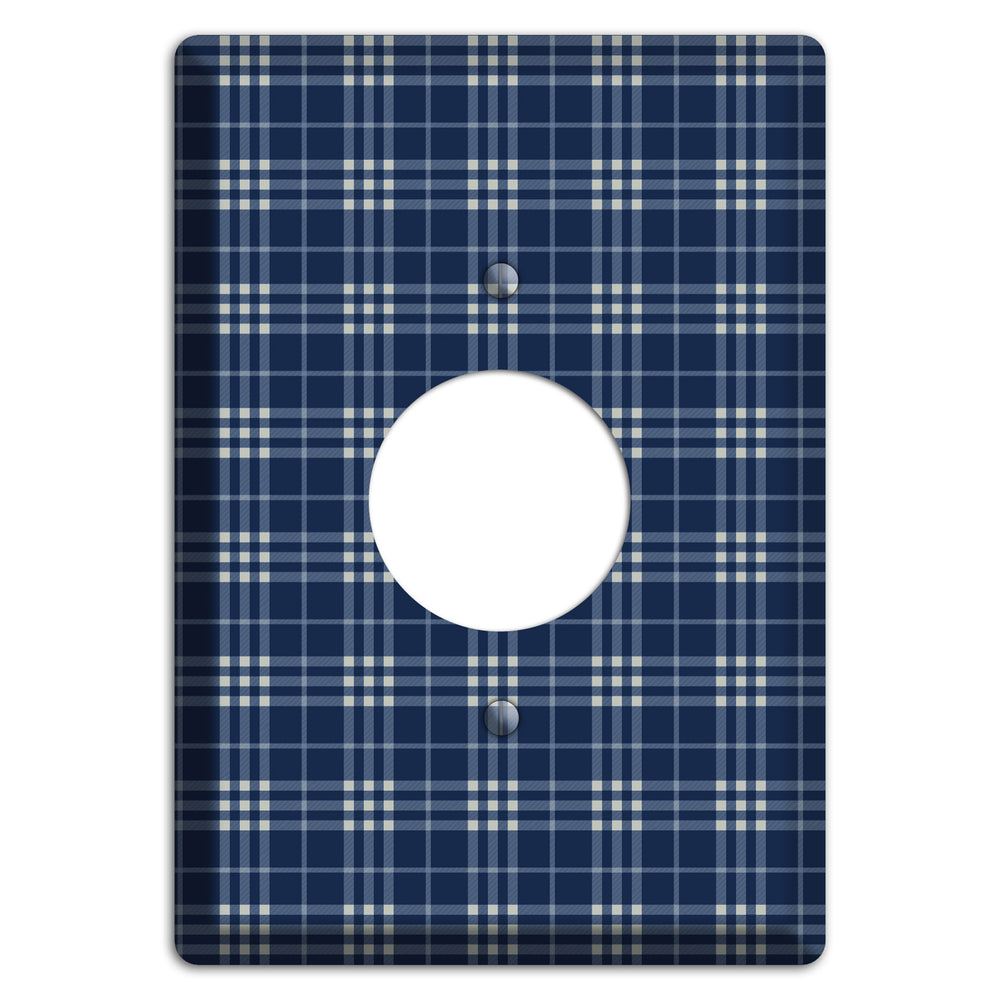 Blue and White Plaid Single Receptacle Wallplate