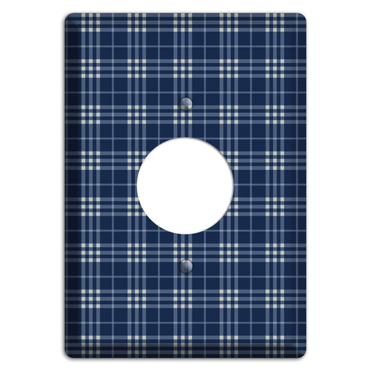 Blue and White Plaid Single Receptacle Wallplate
