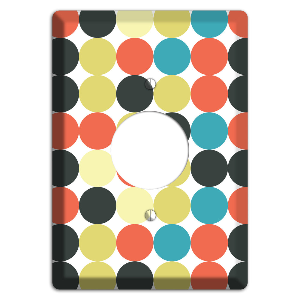 Coral Black Yellow Olive Blue Aqua Tiled Dots Single Receptacle Wallplate