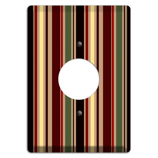 Multi olive and Burgundy Vertical Stripes Single Receptacle Wallplate