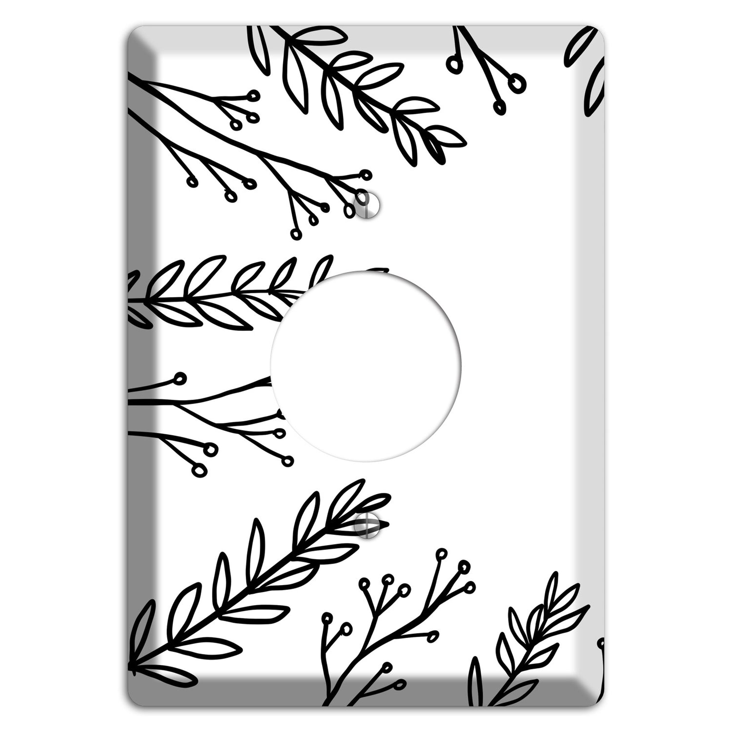 Hand-Drawn Leaves 9 Single Receptacle Wallplate