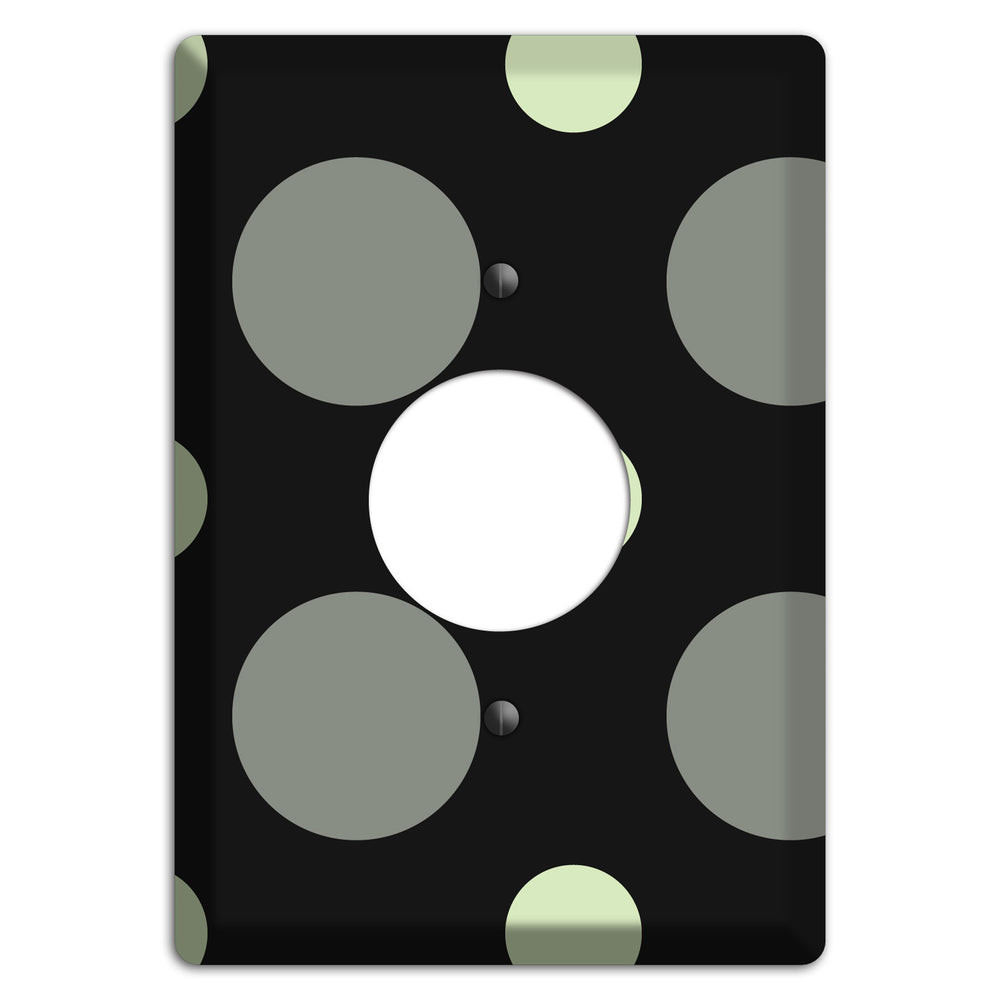 Black with Grey and Sage Multi Medium Polka Dots Single Receptacle Wallplate
