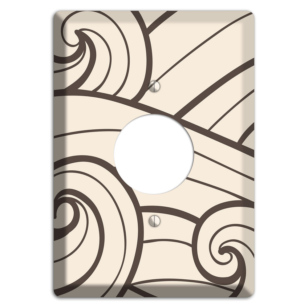 Abstract Curl Beige Single Receptacle Wallplate