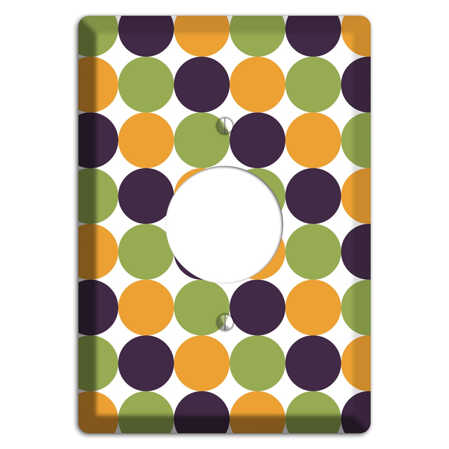 Olive Eggplant Orange Tiled Dots Single Receptacle Wallplate