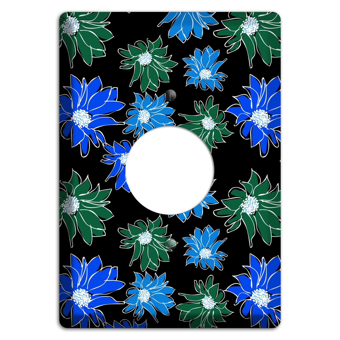 Blue and Green Flowers Single Receptacle Wallplate