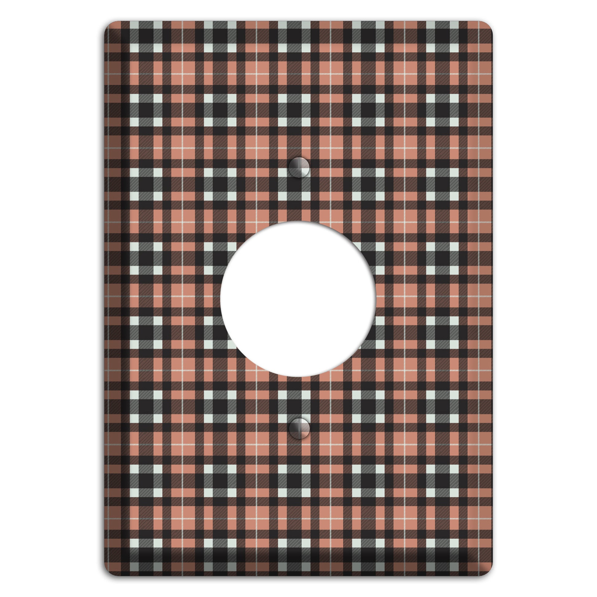 Light Brown Plaid Single Receptacle Wallplate