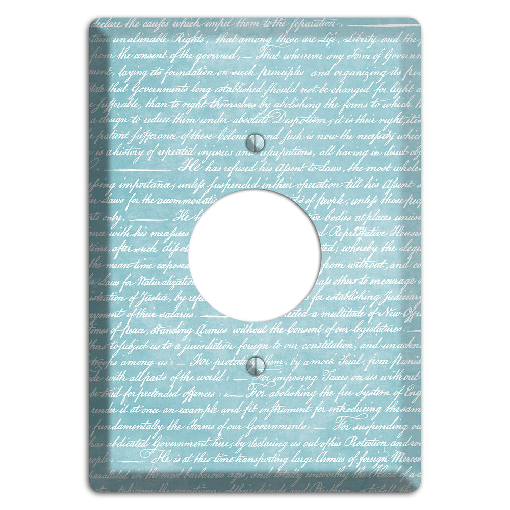 Blue Stained Script Single Receptacle Wallplate