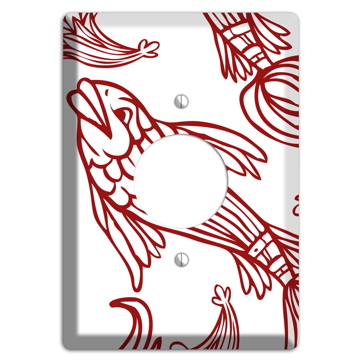 Red and White Koi Single Receptacle Wallplate