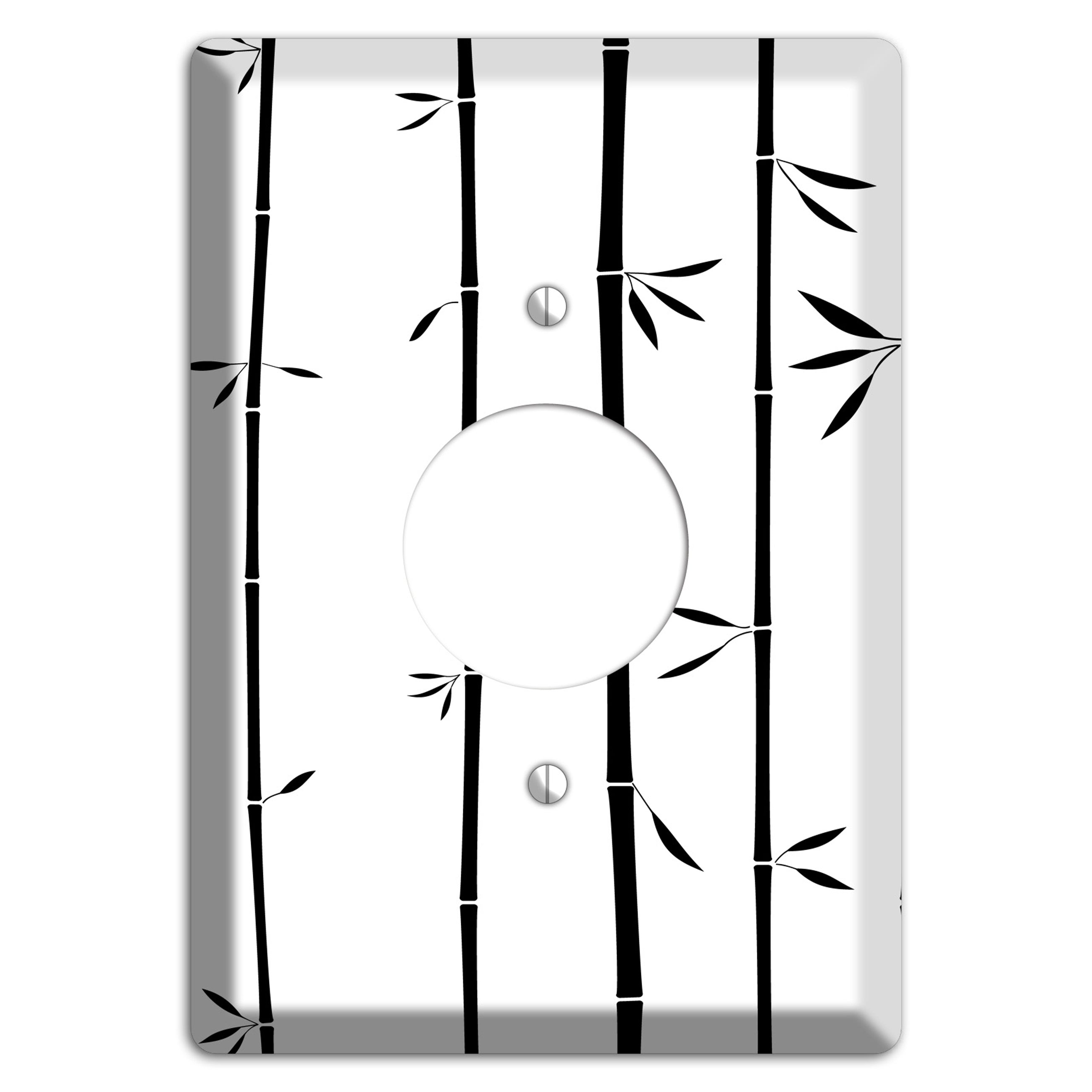 Black and White Bamboo Single Receptacle Wallplate