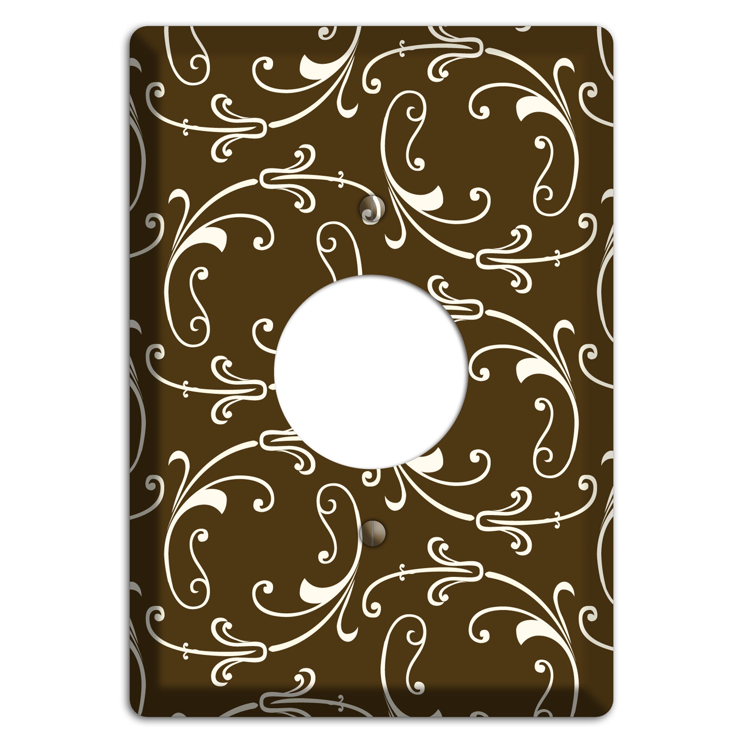 Brown Victorian Sprig Single Receptacle Wallplate