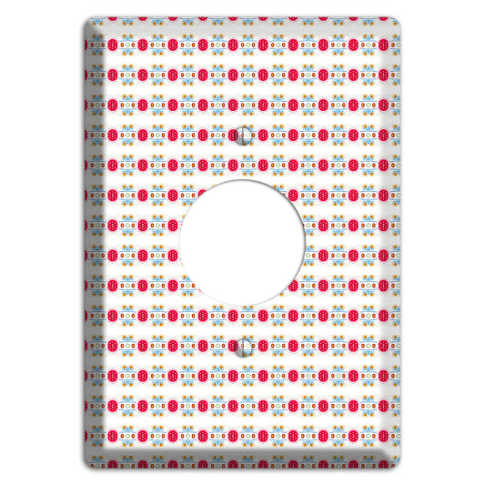 Off White with Red Blue Olive Tapestry Single Receptacle Wallplate