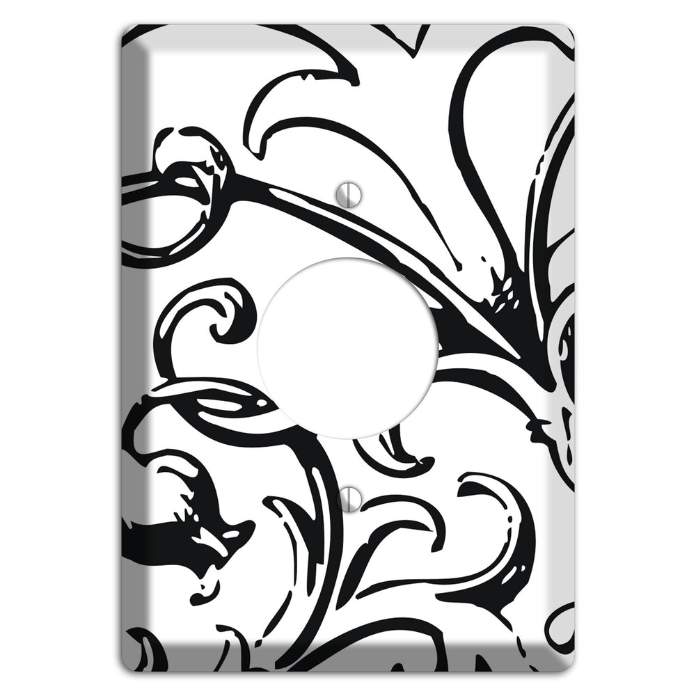 Victorian Black and White Single Receptacle Wallplate