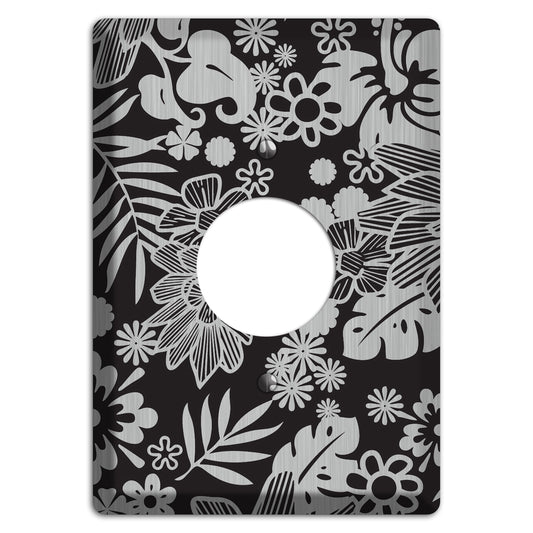 Black with Stainless Tropical Single Receptacle Wallplate