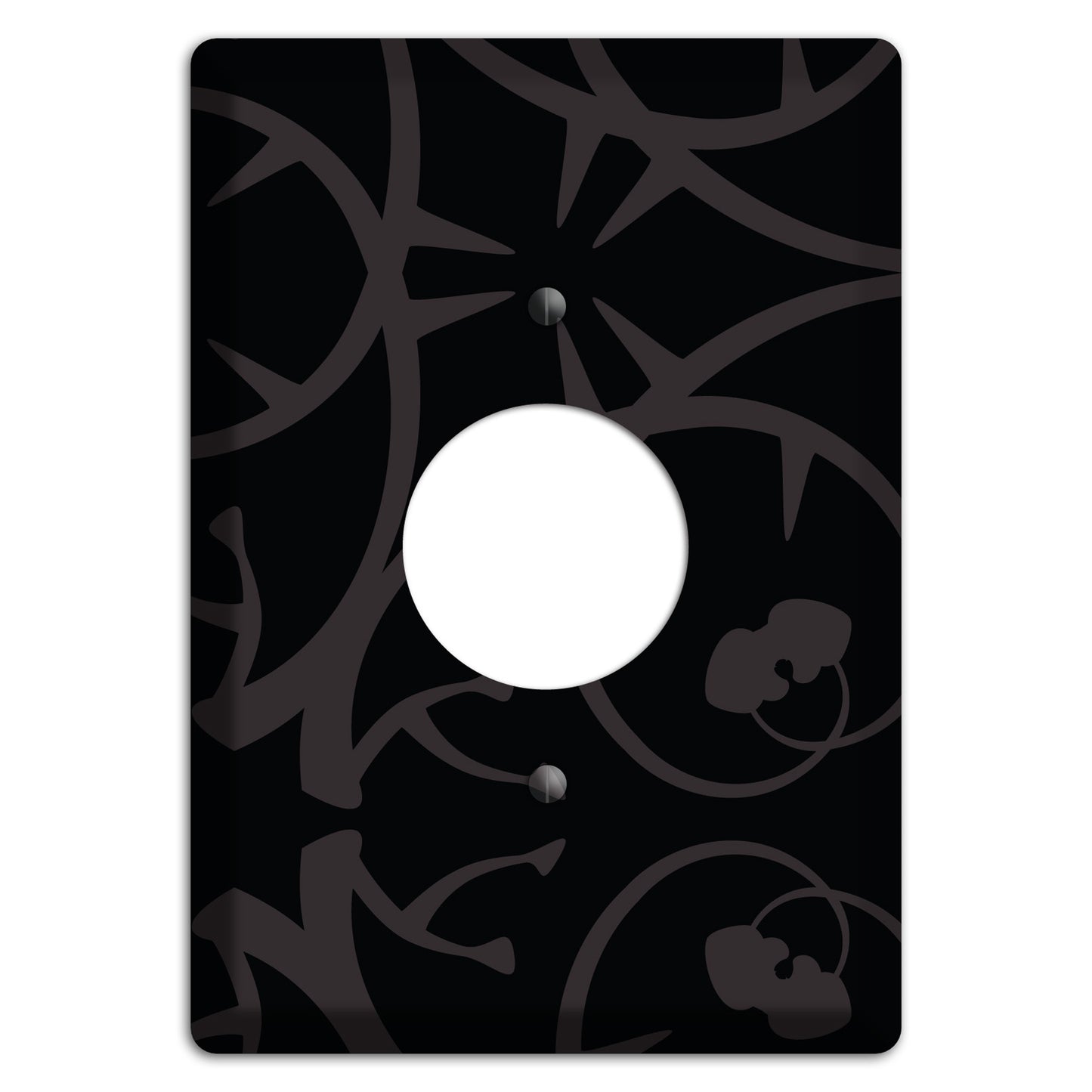 Black with Grey Abstract Swirl Single Receptacle Wallplate