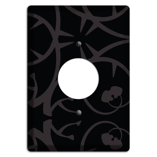 Black with Grey Abstract Swirl Single Receptacle Wallplate