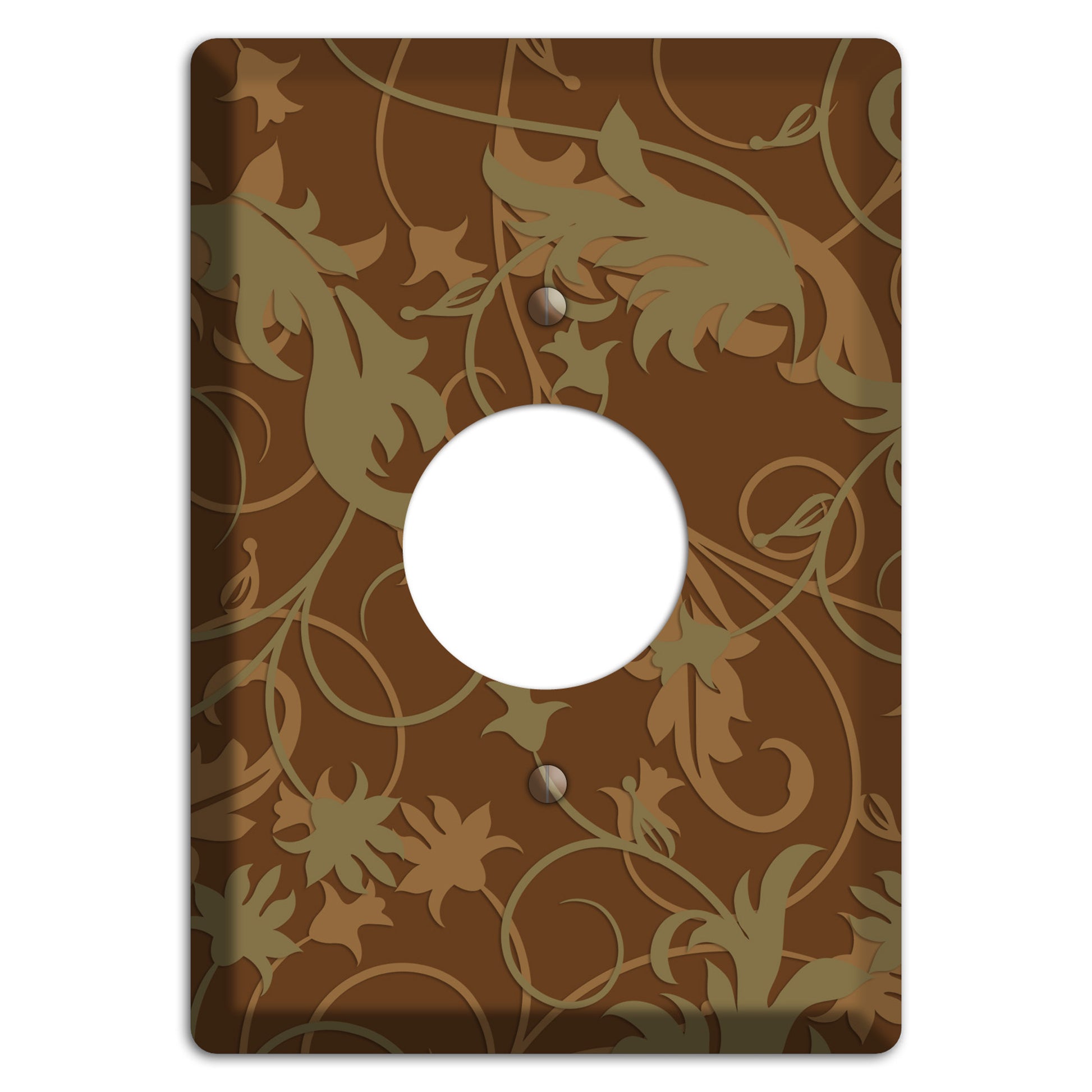 Brown and Olive Victorian Sprig Single Receptacle Wallplate