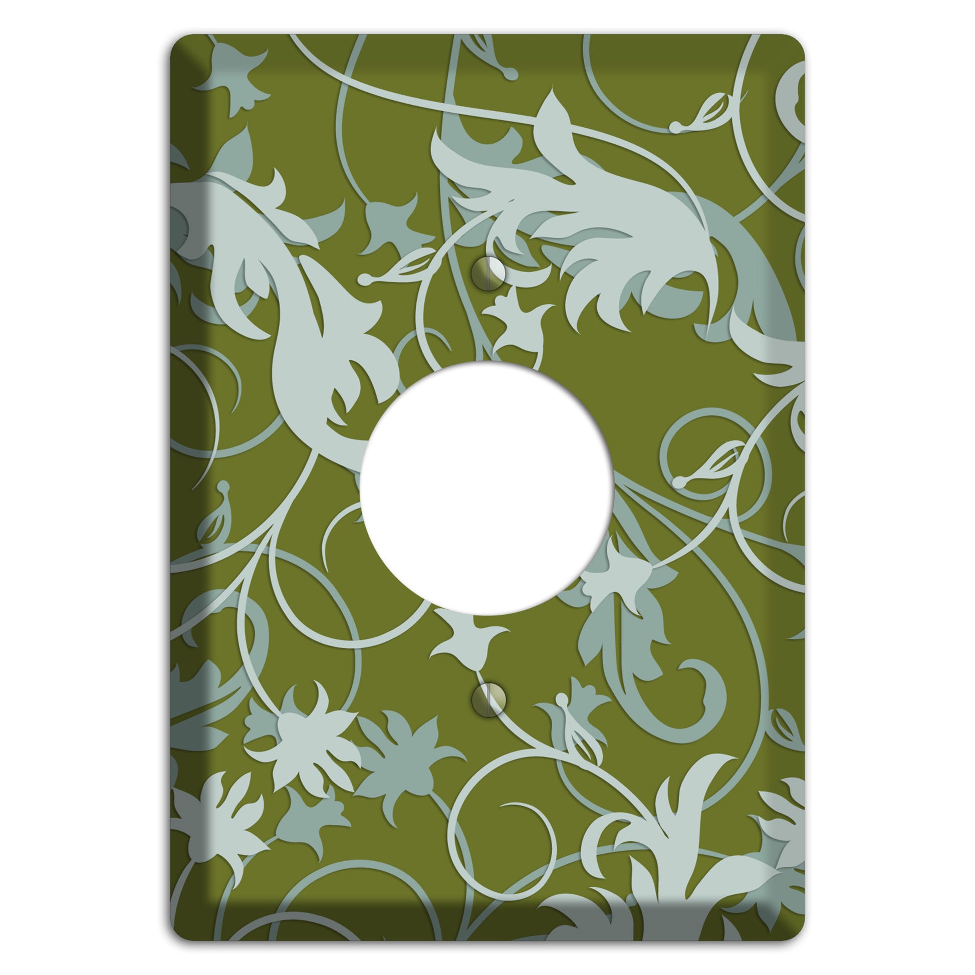 Green and Beige Victorian Sprig Single Receptacle Wallplate