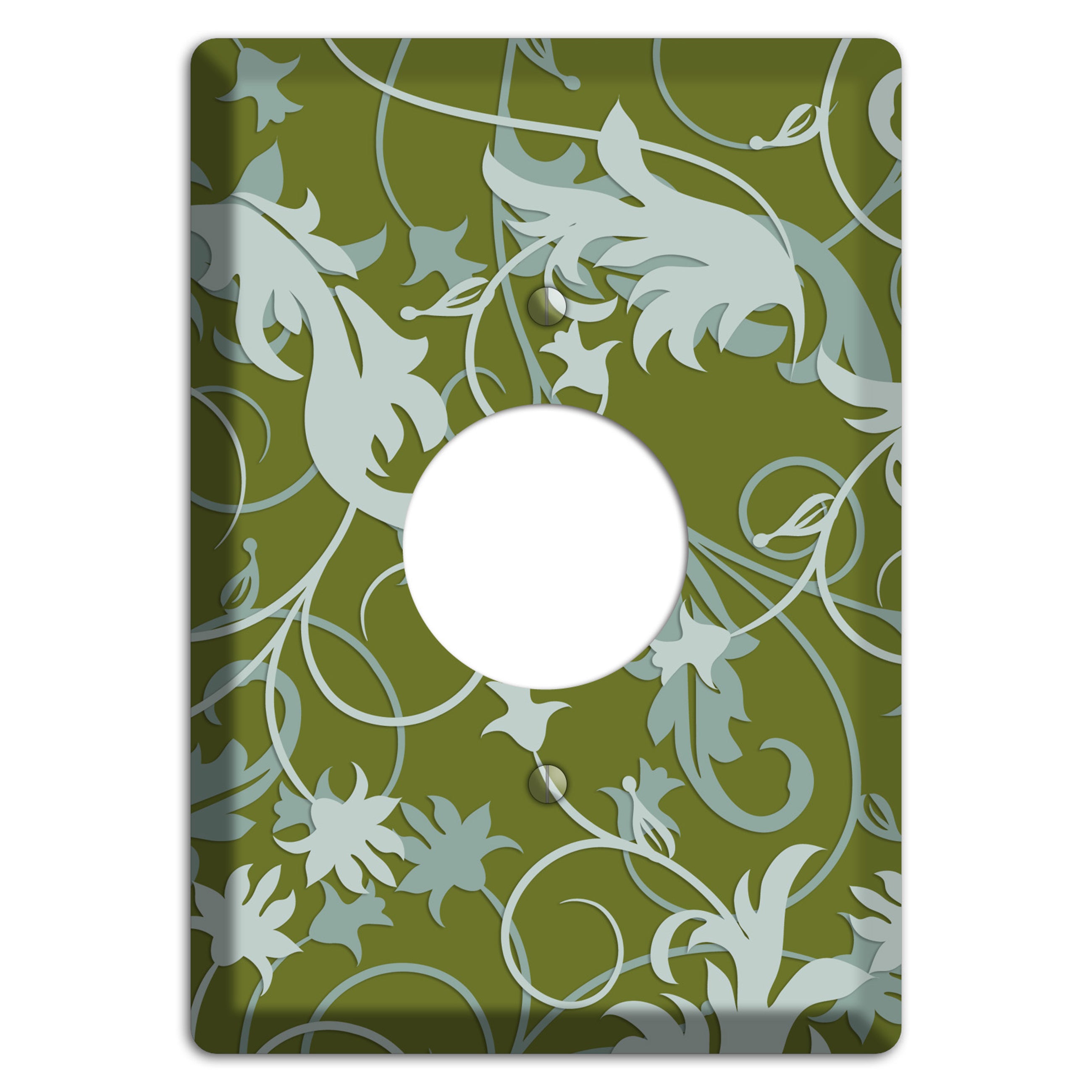 Green and Beige Victorian Sprig Single Receptacle Wallplate