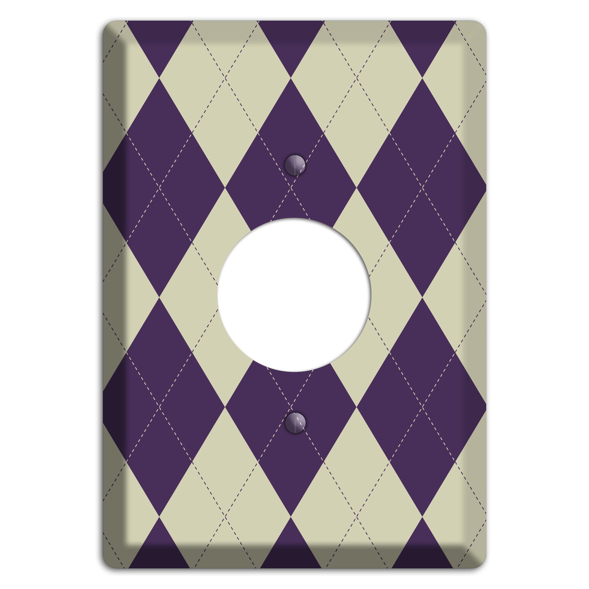Purple and Tan Argyle Single Receptacle Wallplate