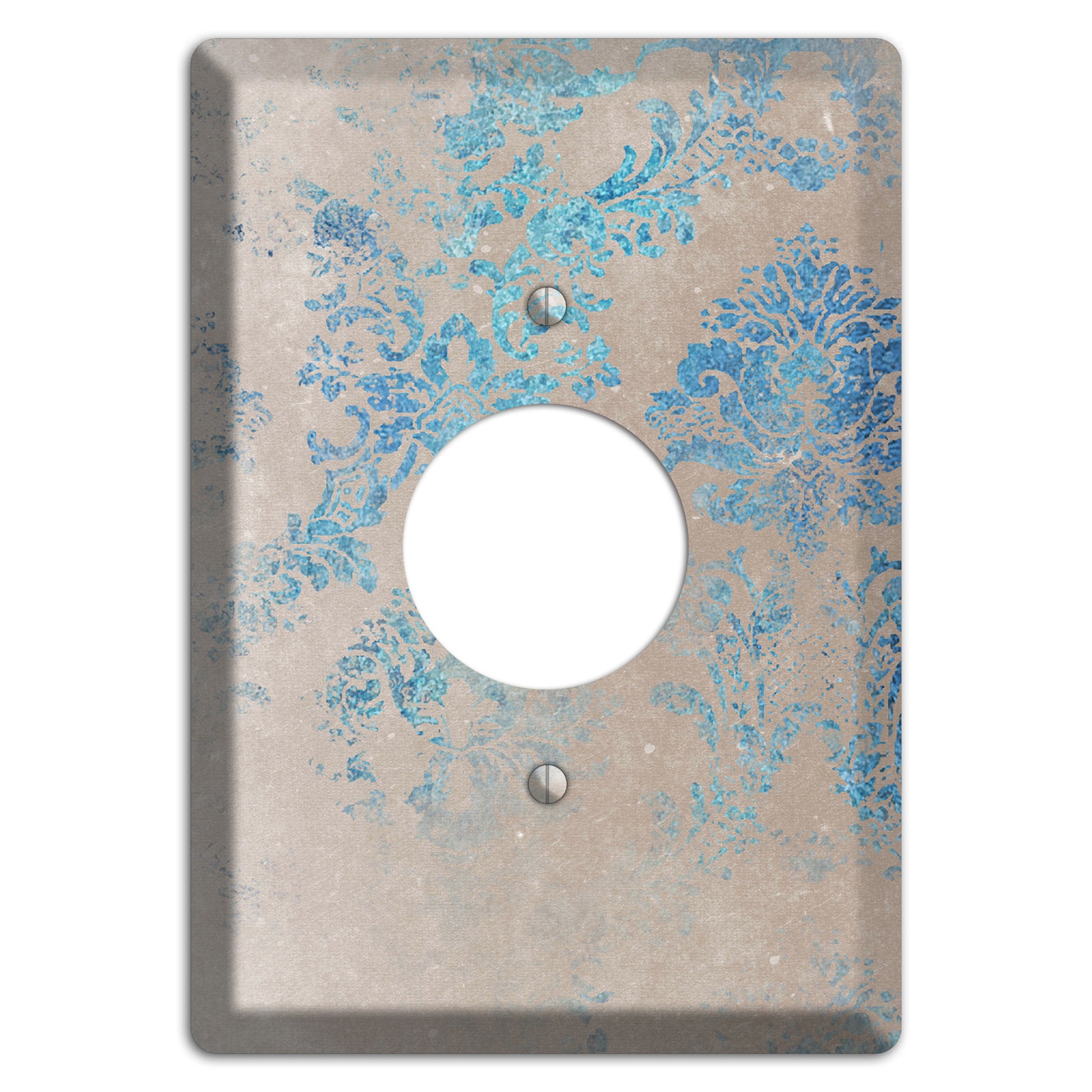 Pewter Whimsical Damask Single Receptacle Wallplate