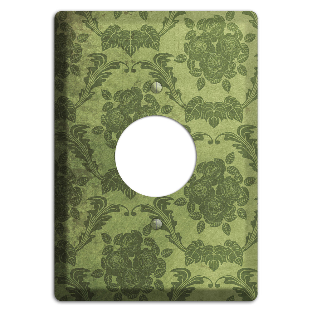 Green Smoke Vintage Rose Damask Single Receptacle Wallplate