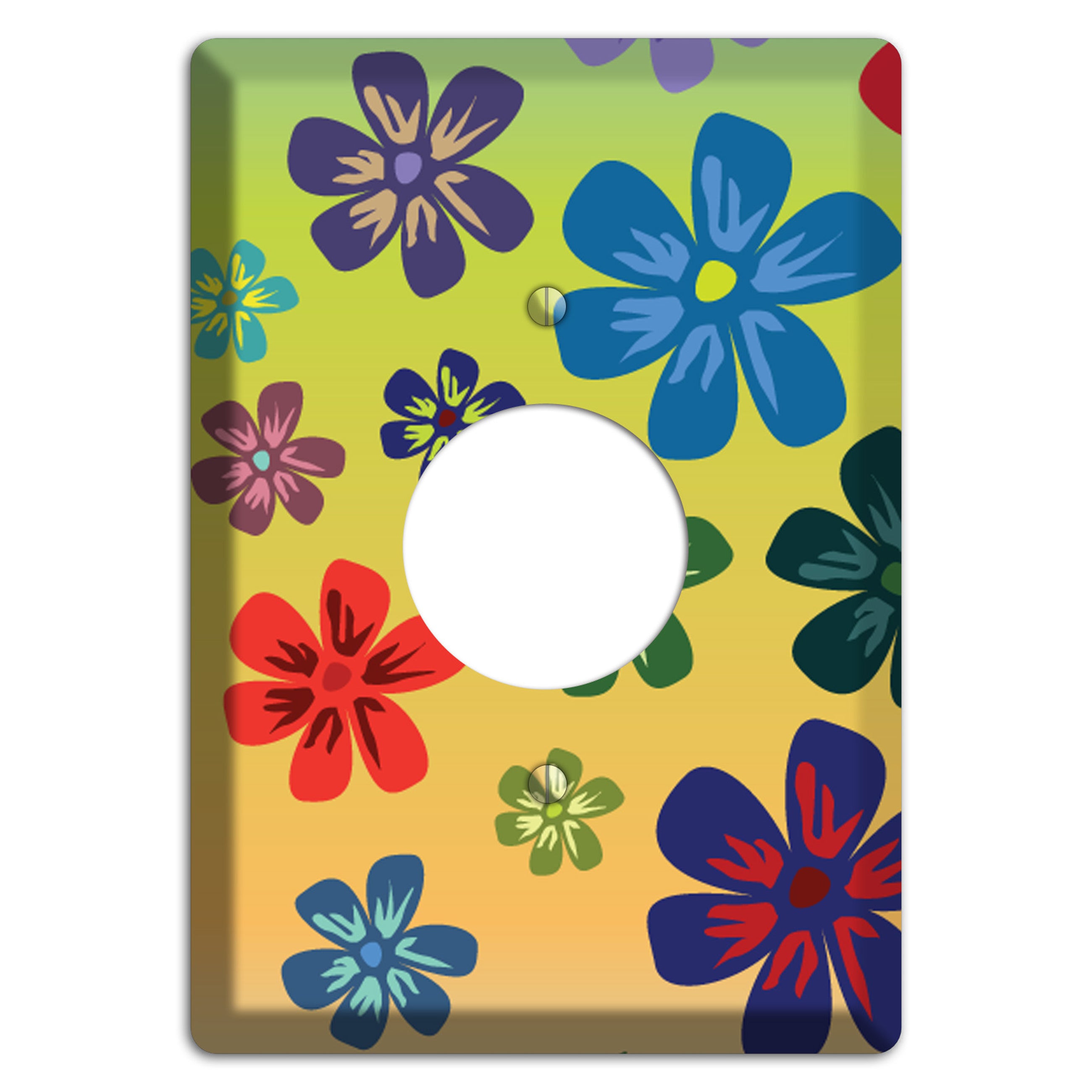 Black Flowers Single Receptacle Wallplate