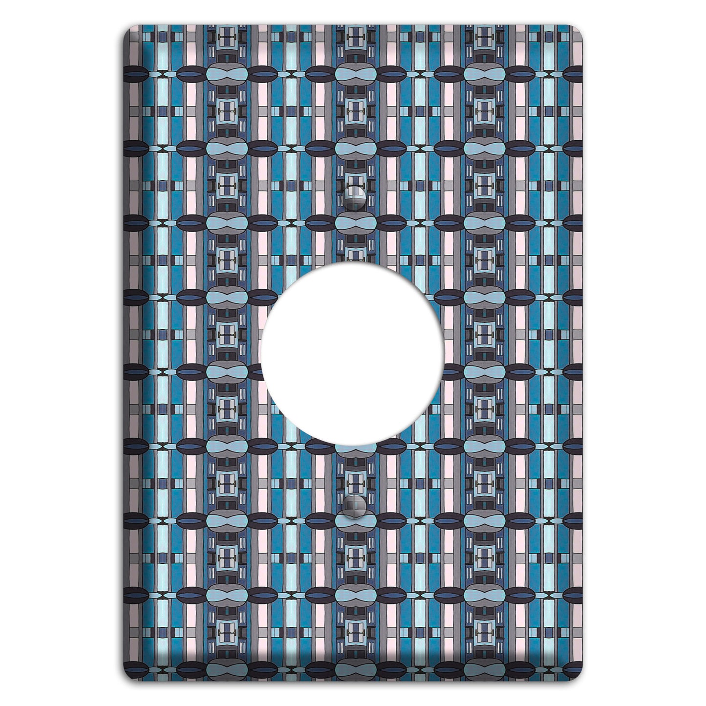 Blue and Grey Tapestry Single Receptacle Wallplate