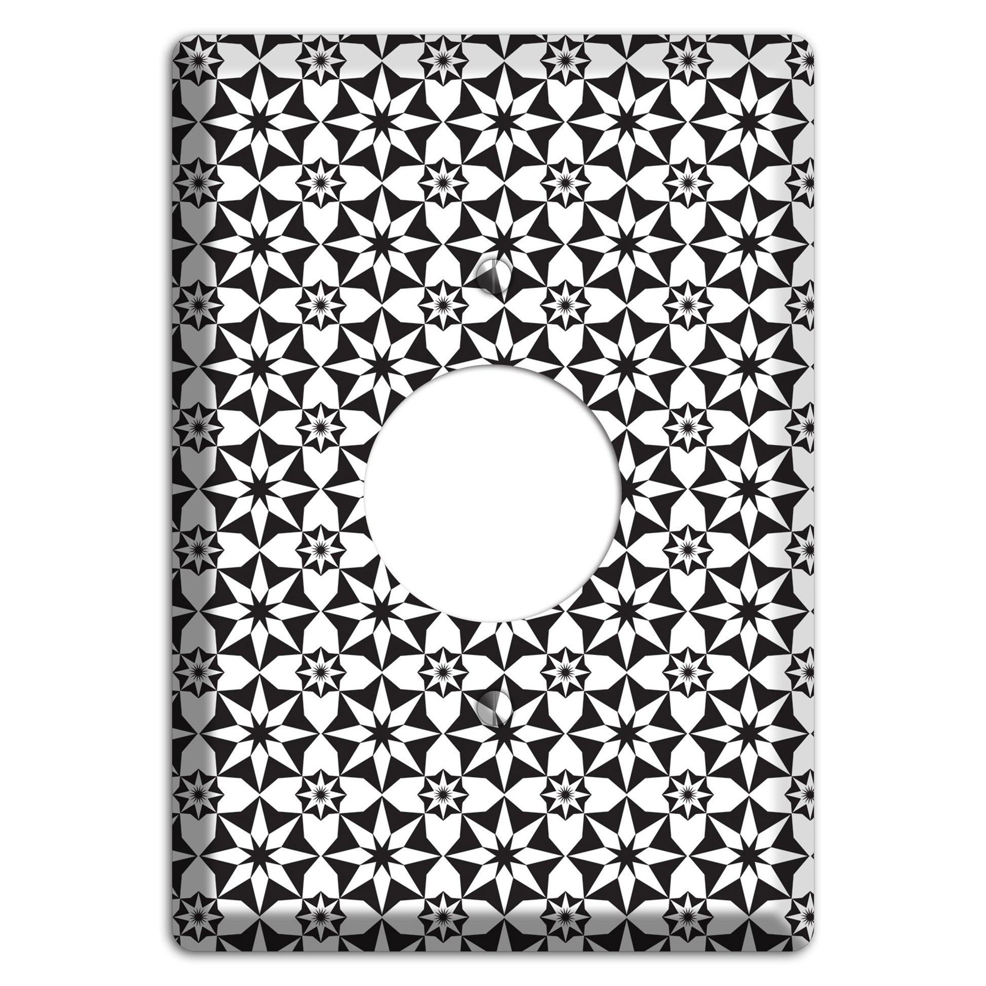 White with Black Foulard 2 Single Receptacle Wallplate