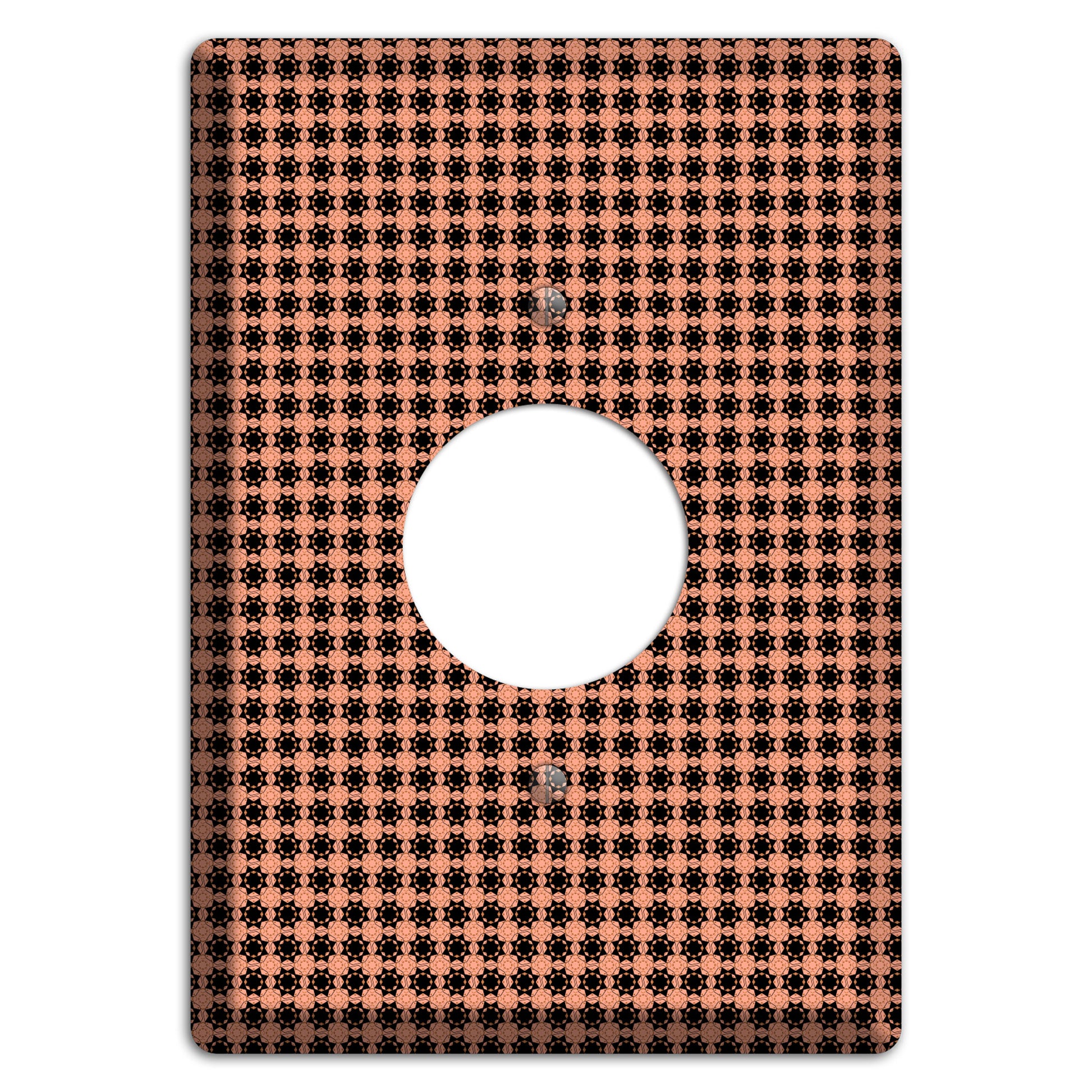 Coral and Black Arabesque Single Receptacle Wallplate