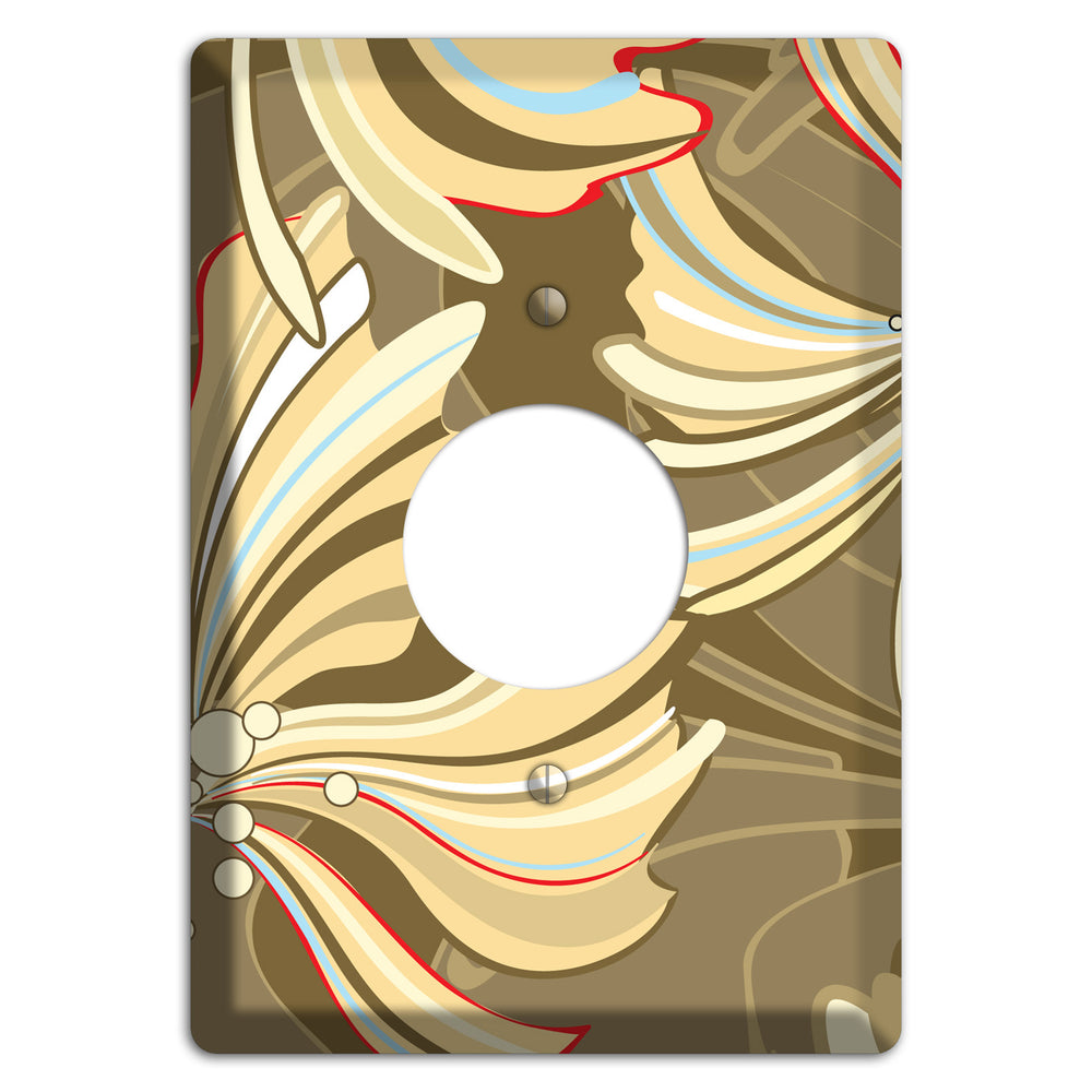 Brown Deco Blossoms Single Receptacle Wallplate