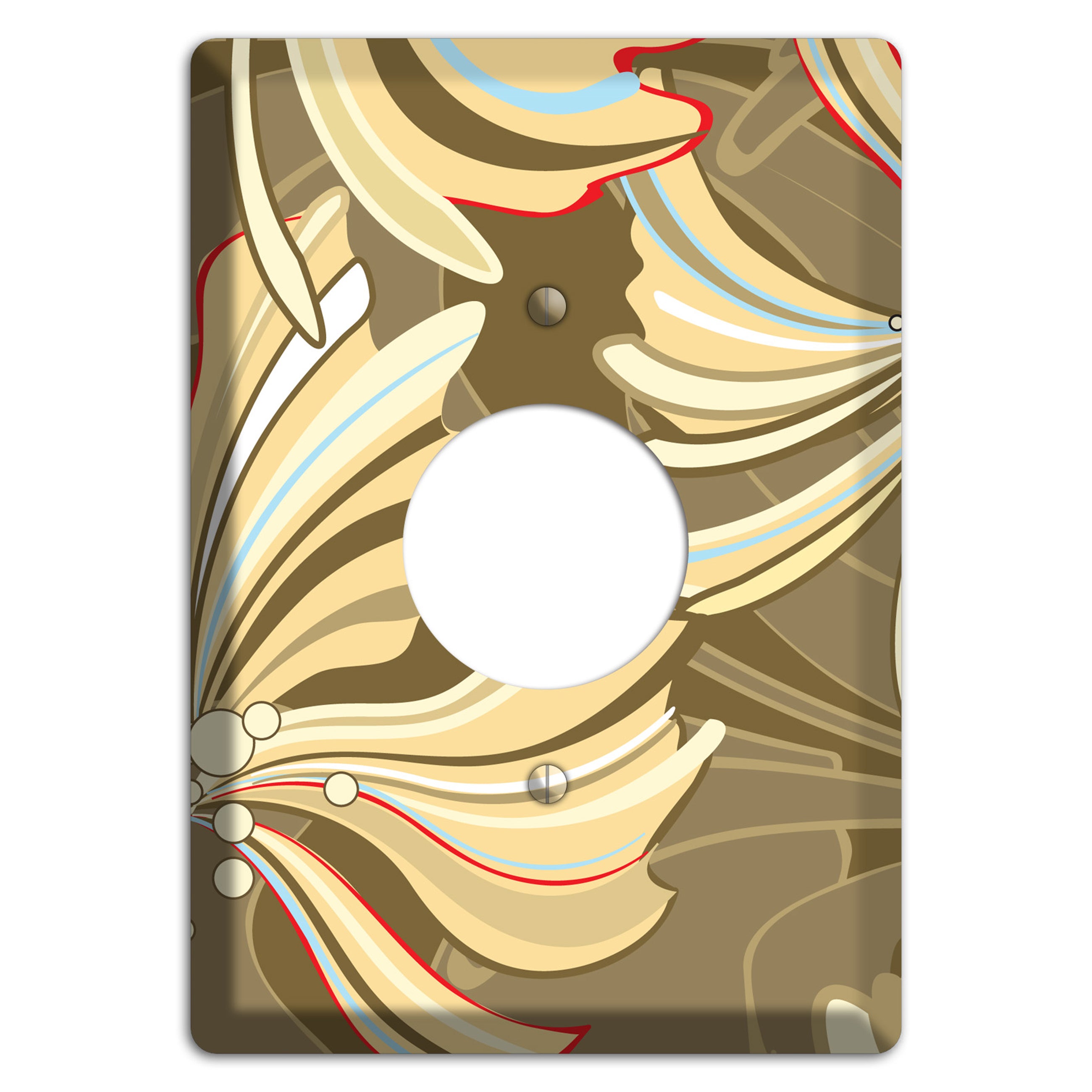 Brown Deco Blossoms Single Receptacle Wallplate