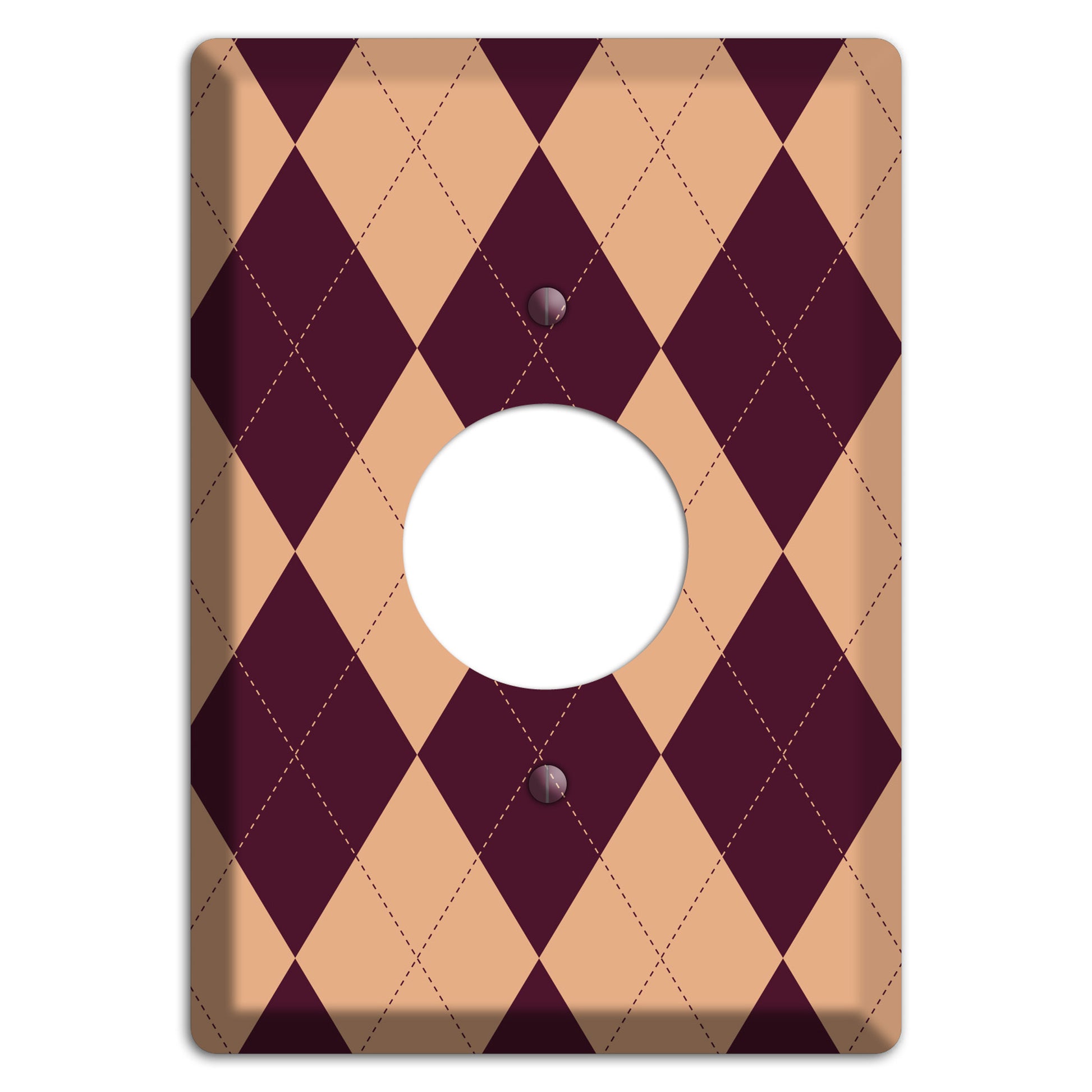 Purple and Beige Argyle Single Receptacle Wallplate