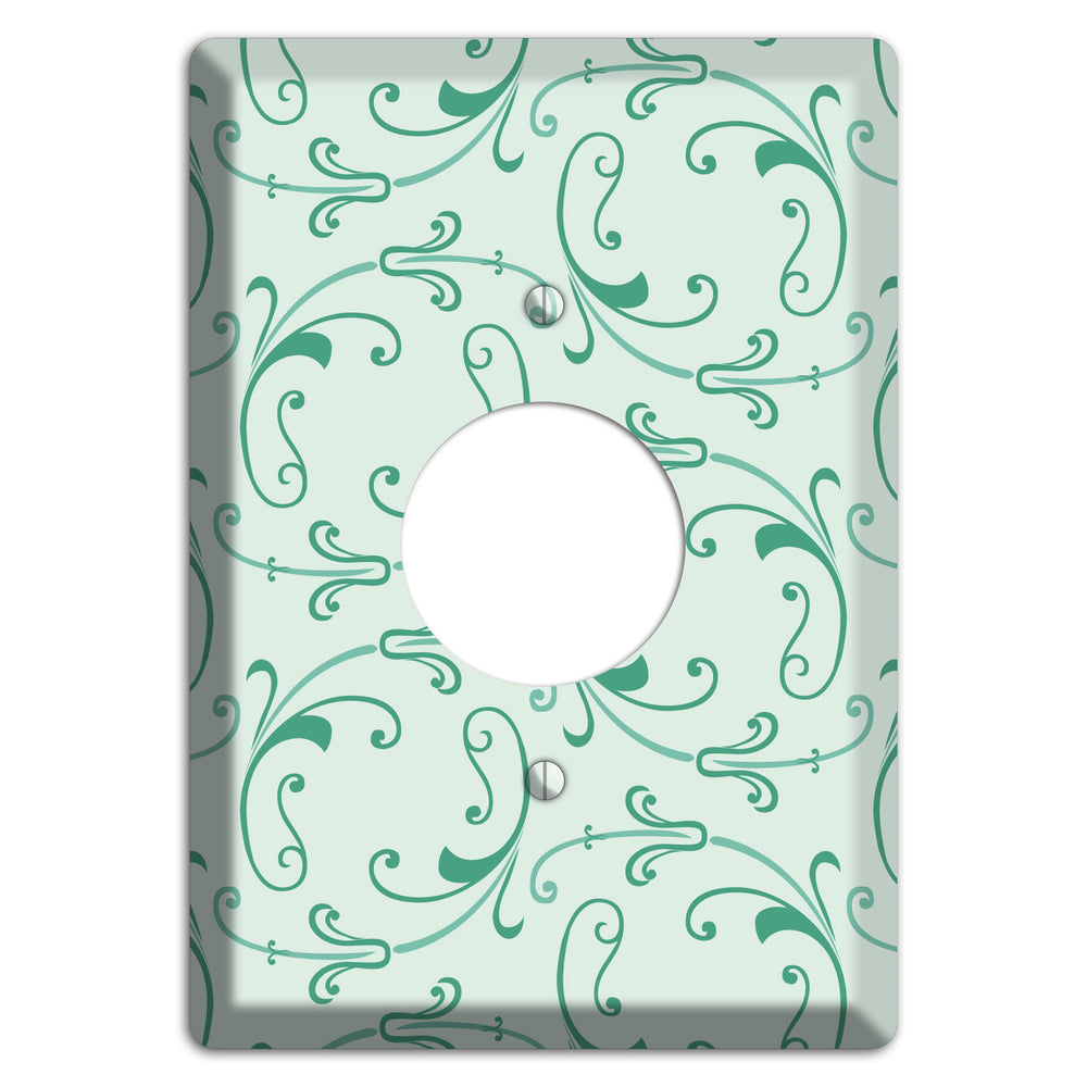 Aqua Victorian Sprig Single Receptacle Wallplate