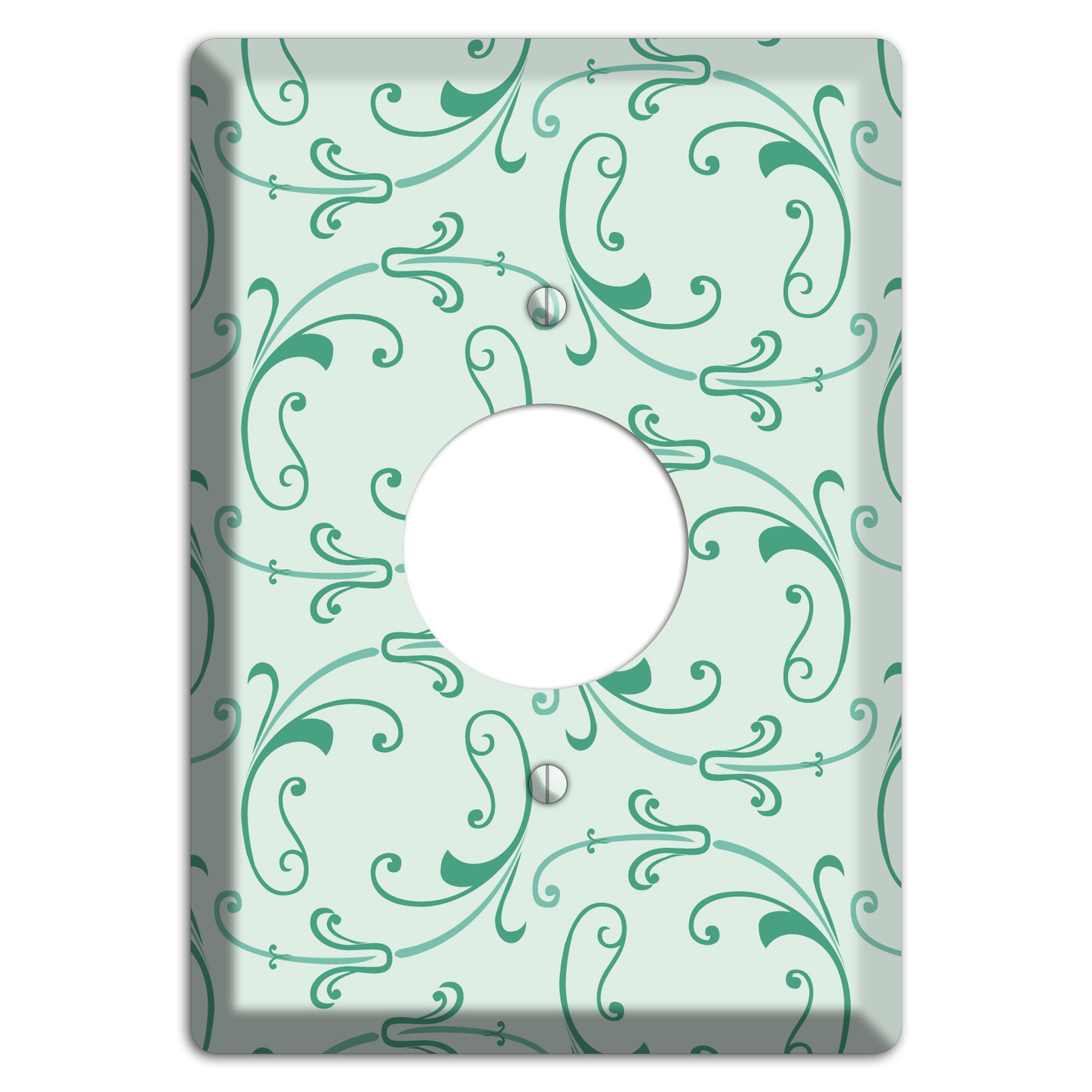 Aqua Victorian Sprig Single Receptacle Wallplate