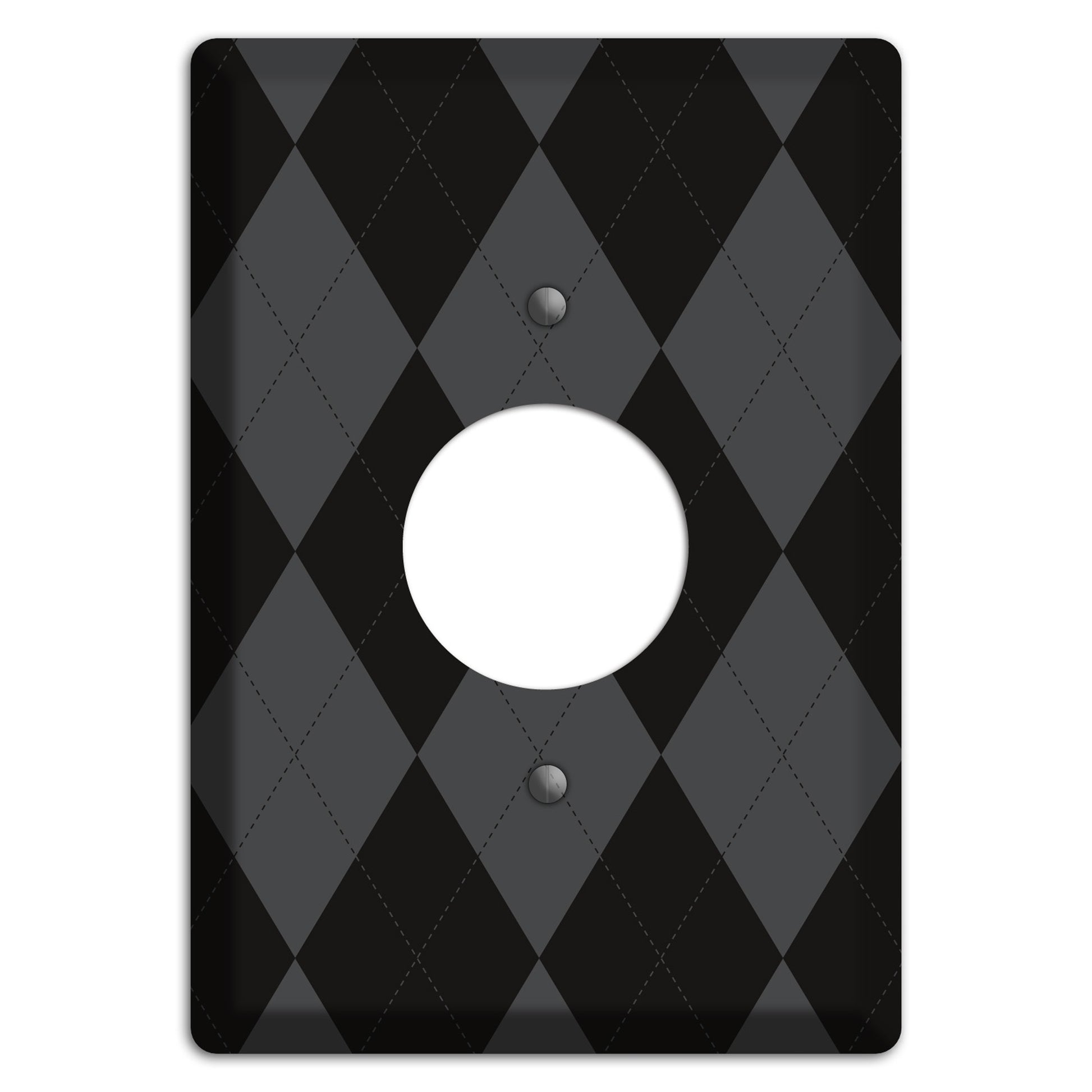 Black and Grey Argyle Single Receptacle Wallplate