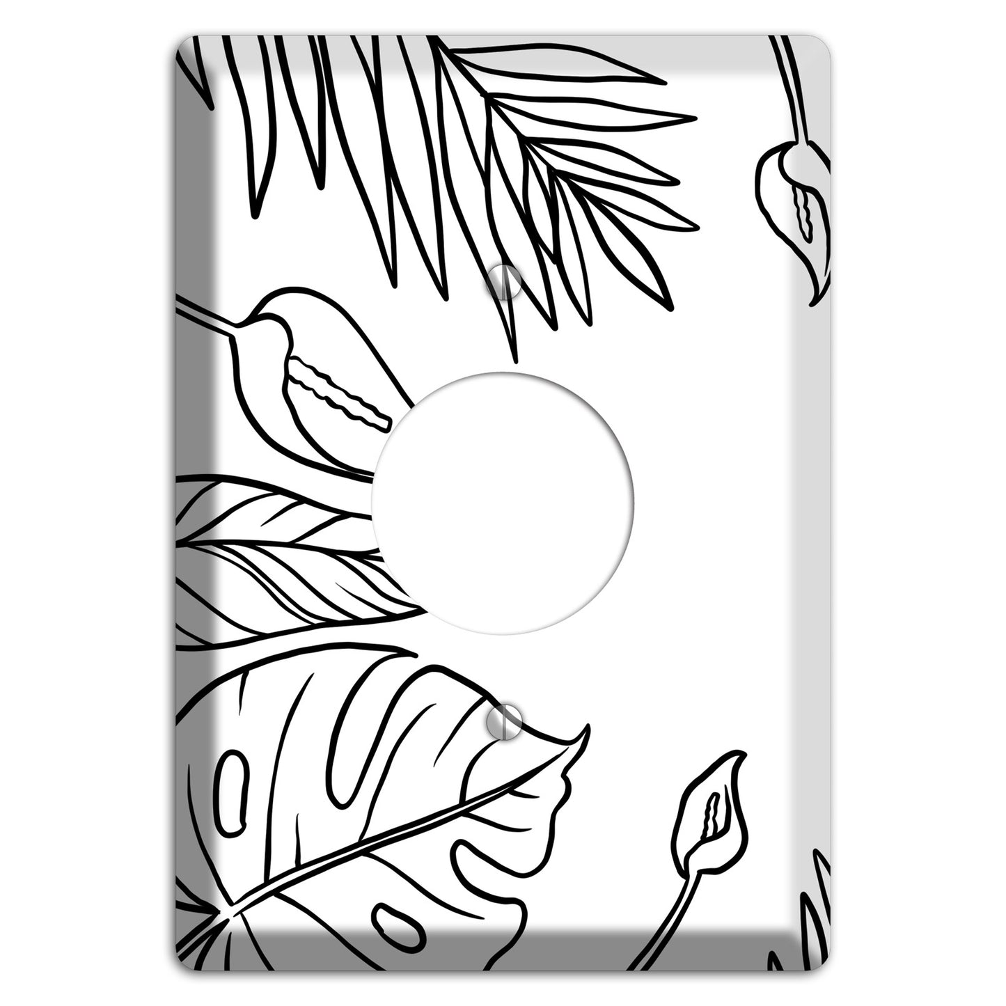 Hand-Drawn Leaves 1 Single Receptacle Wallplate