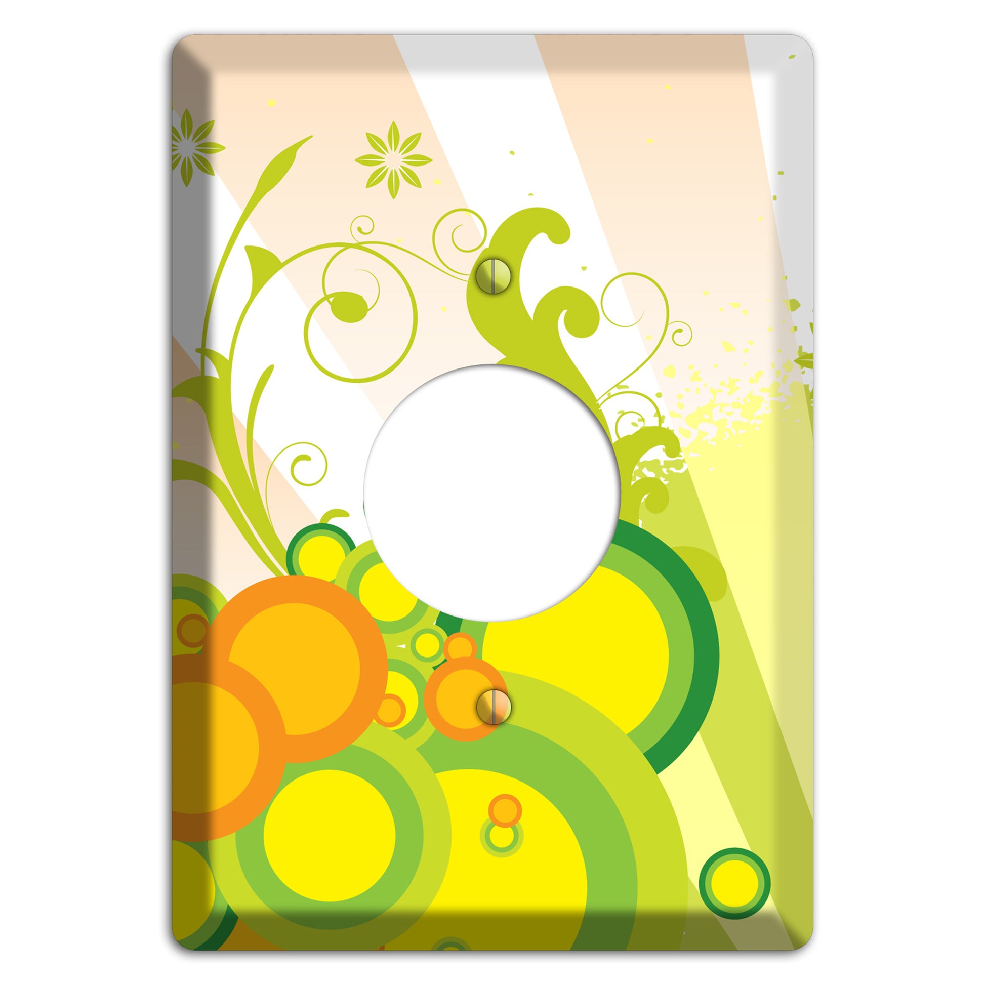 Green Yellow Orange Retro Sprig Single Receptacle Wallplate