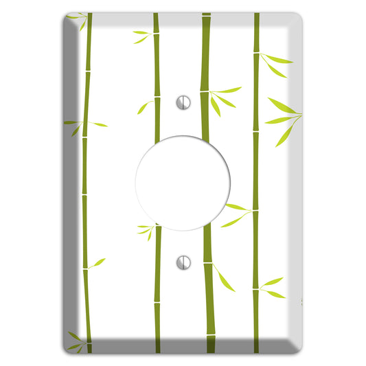 Green And White Bamboo Single Receptacle Wallplate