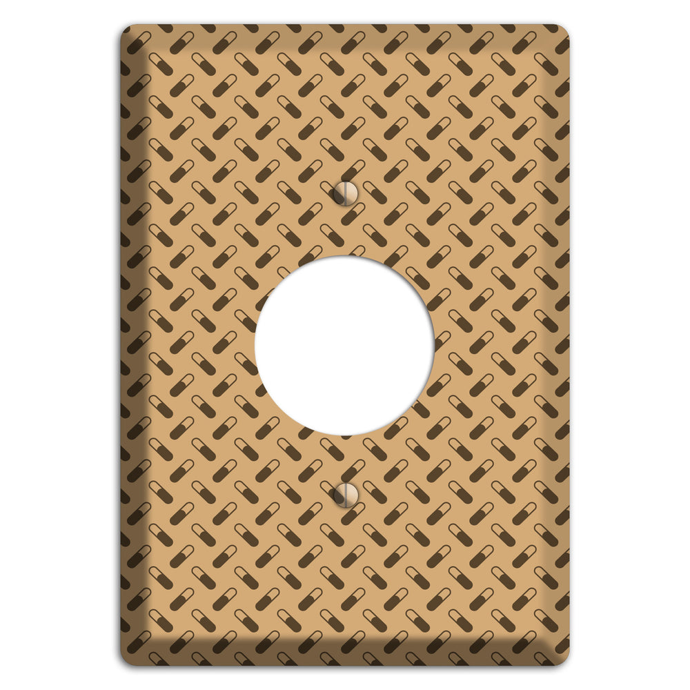 Beige with Brown Motif Single Receptacle Wallplate