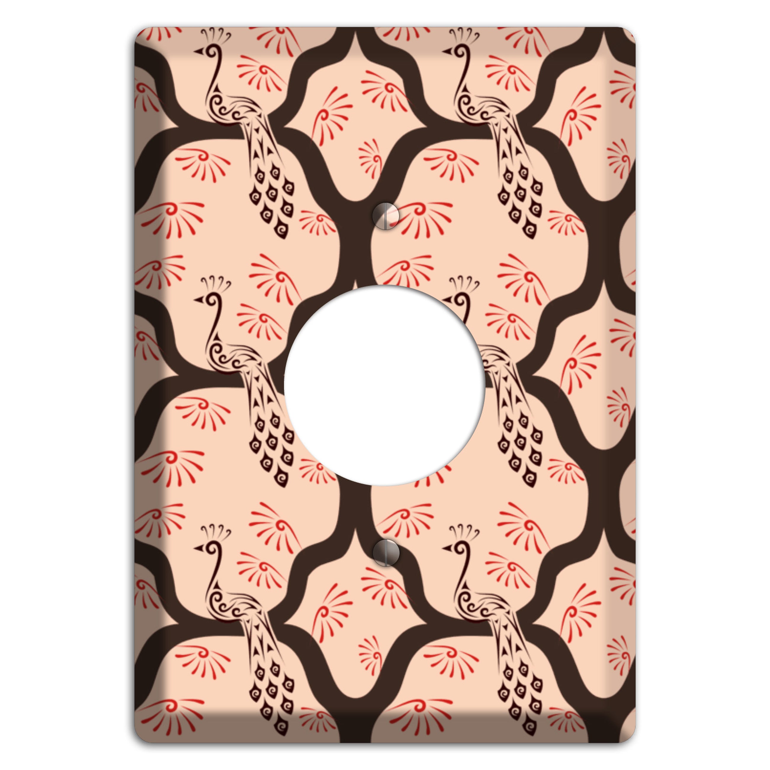 Light Quatrefoil Peacock Single Receptacle Wallplate