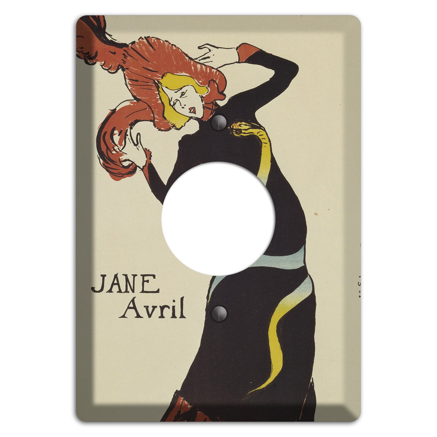 Jane Avril 2 Vintage Poster Single Receptacle Wallplate