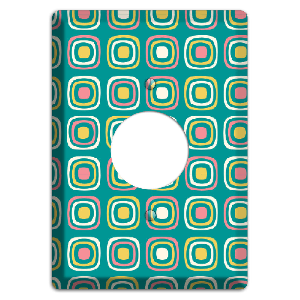 Mulri Teal Coral Lime Retro Squares Single Receptacle Wallplate