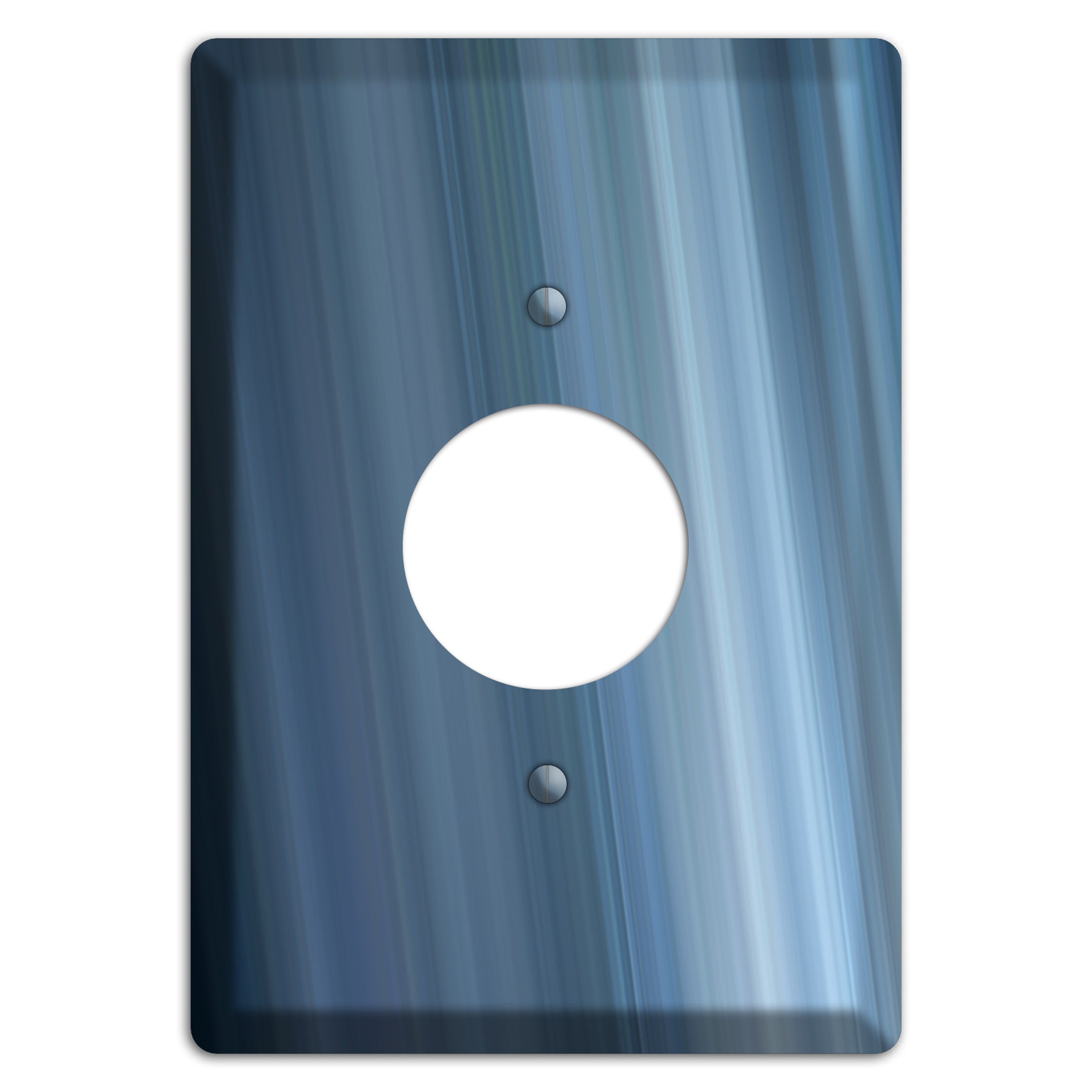 Brushed Blue Stripes Single Receptacle Wallplate