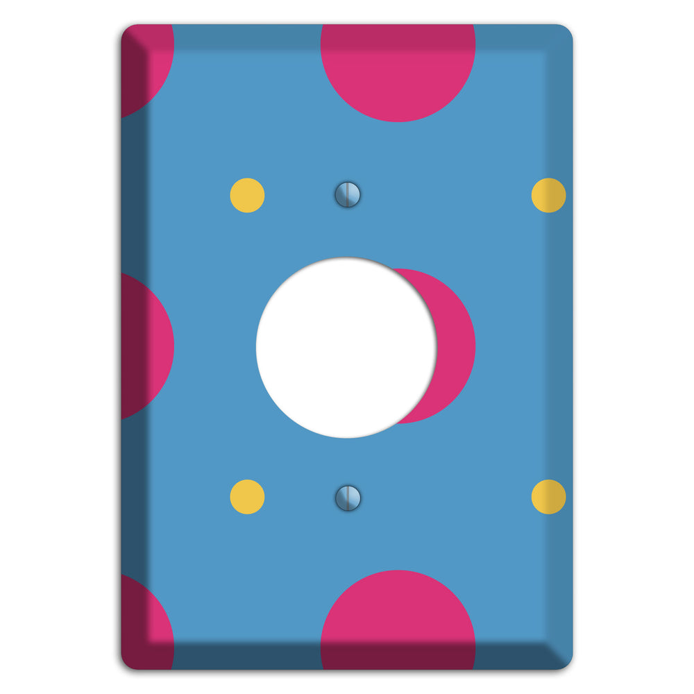 Blue with Pink and Yellow Multi Tiled Medium Dots Single Receptacle Wallplate