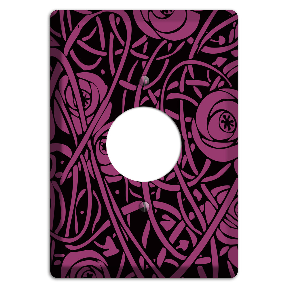 Fuschia Deco Floral Single Receptacle Wallplate