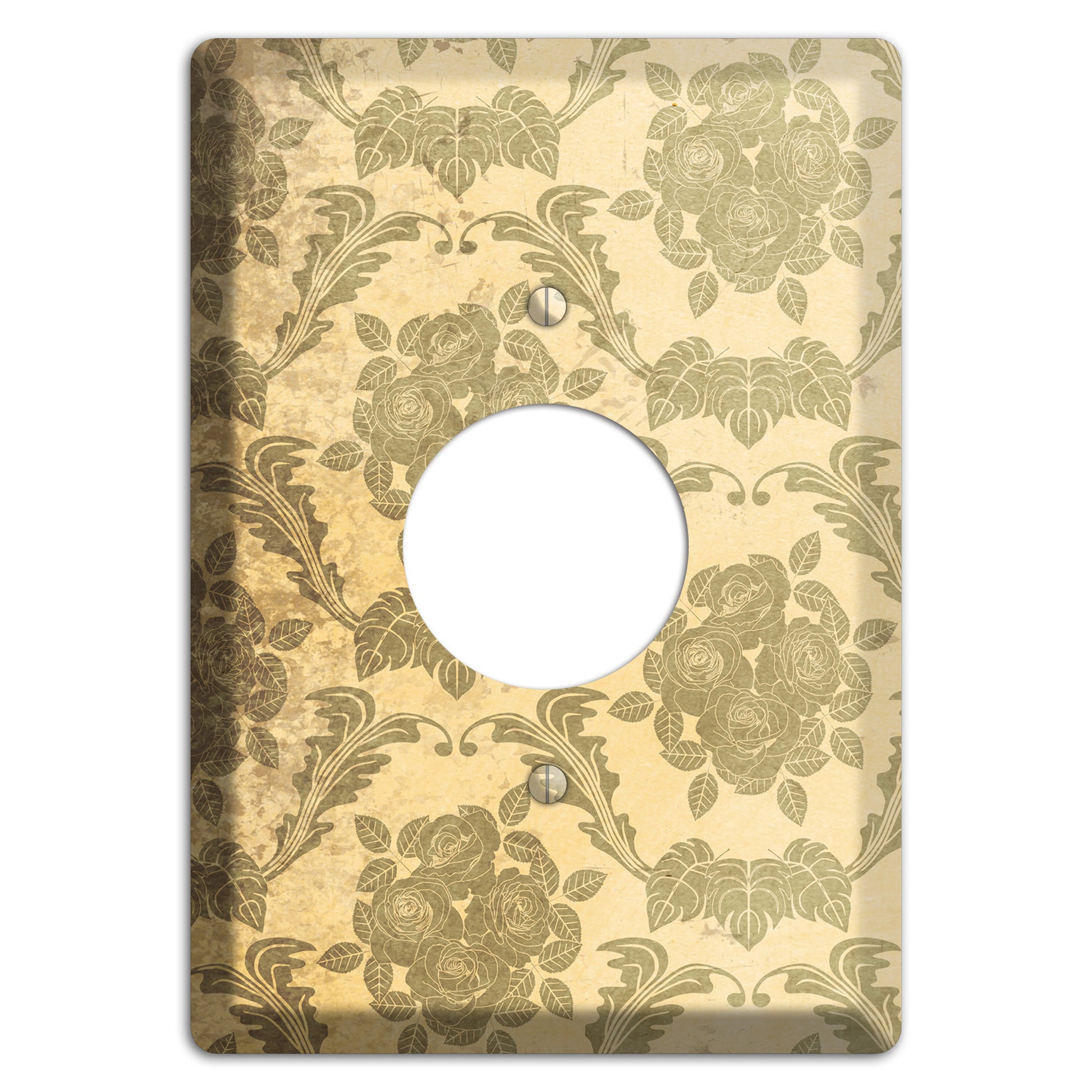 Straw Vintage Rose Damask Single Receptacle Wallplate