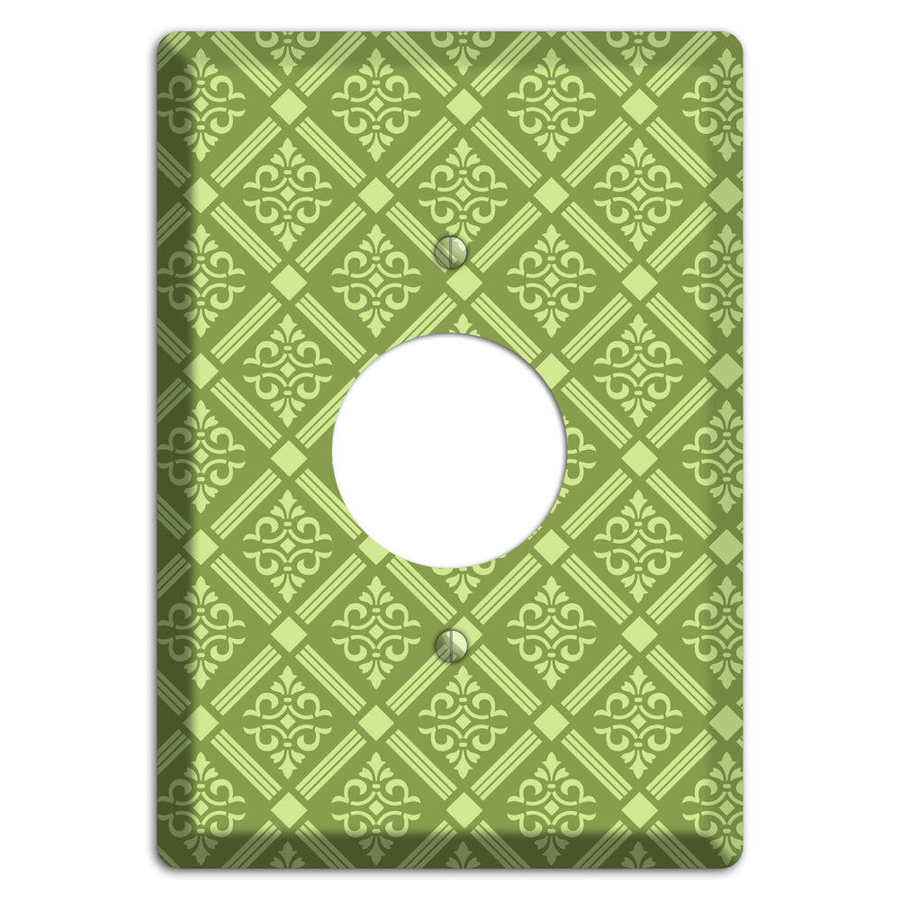 Green Damask diamonds Single Receptacle Wallplate
