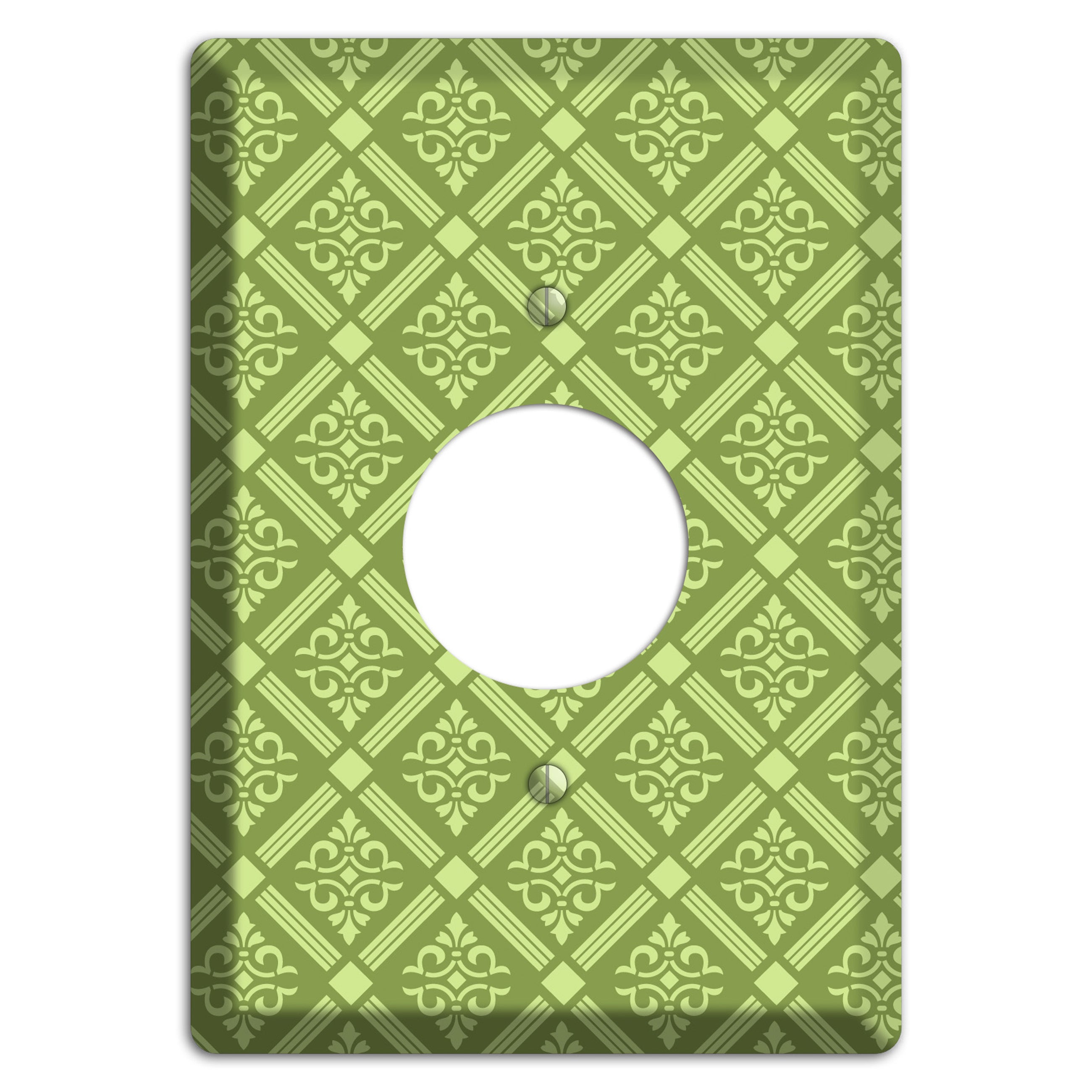 Green Damask diamonds Single Receptacle Wallplate