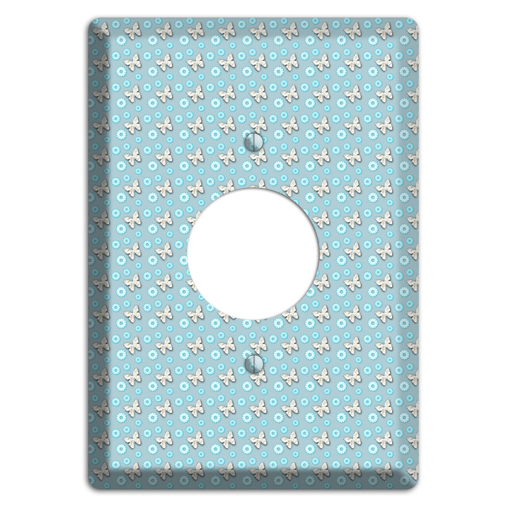 Blue with Butterflies Single Receptacle Wallplate