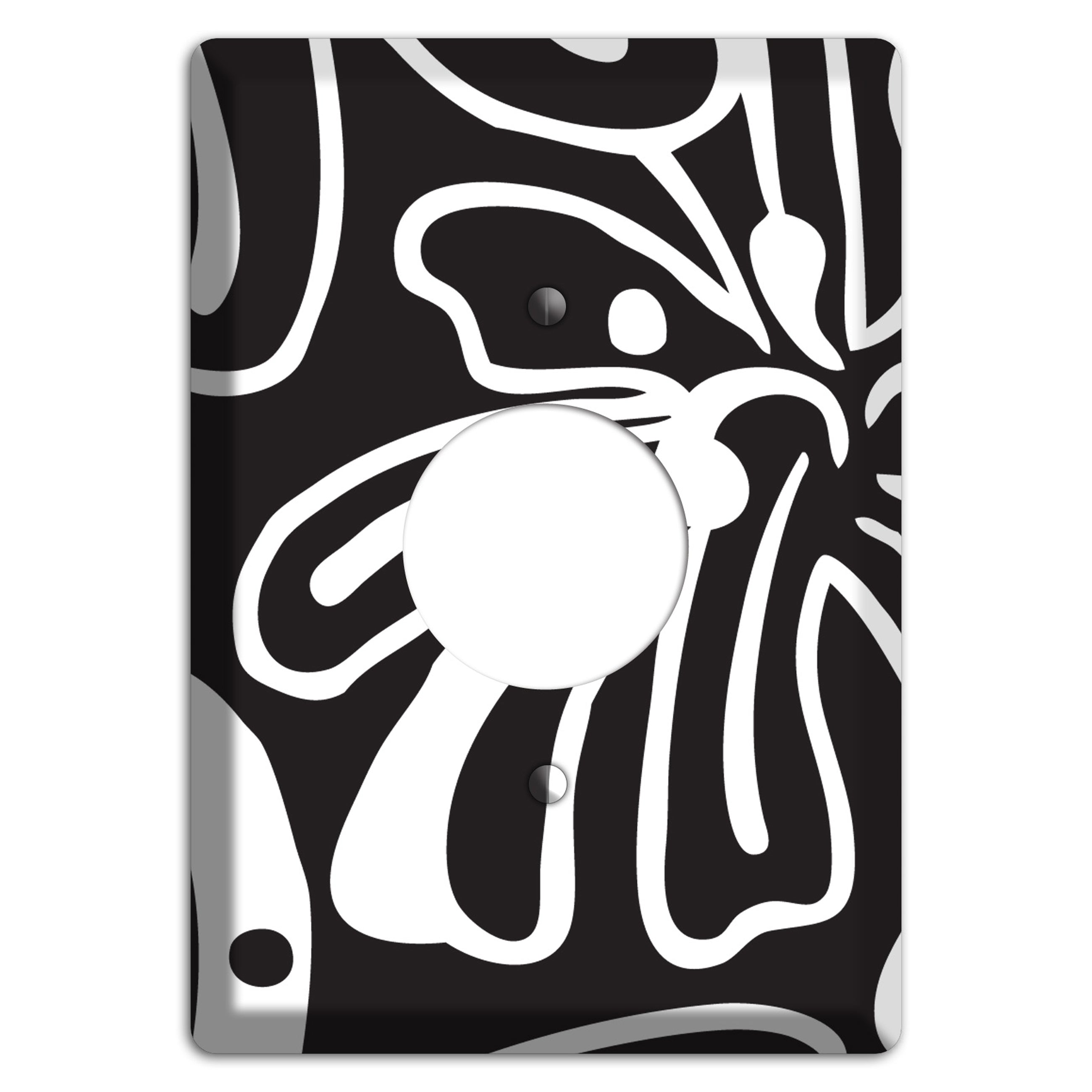 Black with White Flower Single Receptacle Wallplate